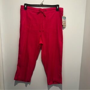 Alexander Jordan Linen Blend Fuchsia Pink Capris Drawstring Pant Women’s Large
